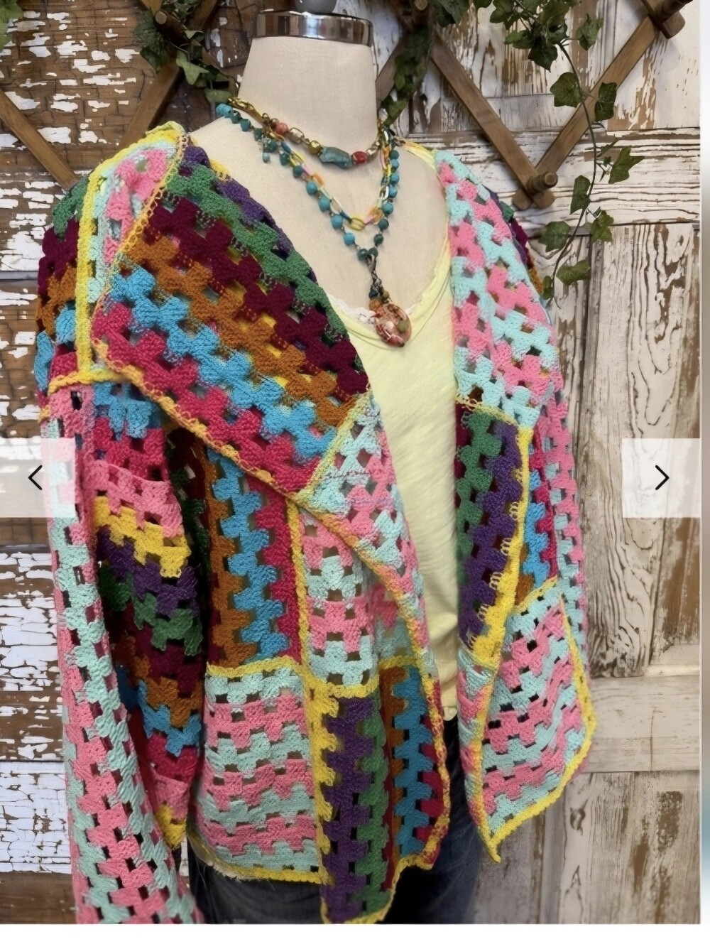POL New Multicolor Crochet Cardigan